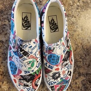 Vans Kids Colorful Graphic Slip-On Sneakers